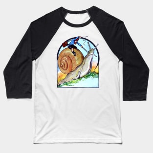Cottagecore Vintage Little Boy Riding a Garden Snail Fantasy Baseball T-Shirt